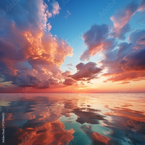 Middle sea colorful clouds images Generative AI © MiltonKumar
