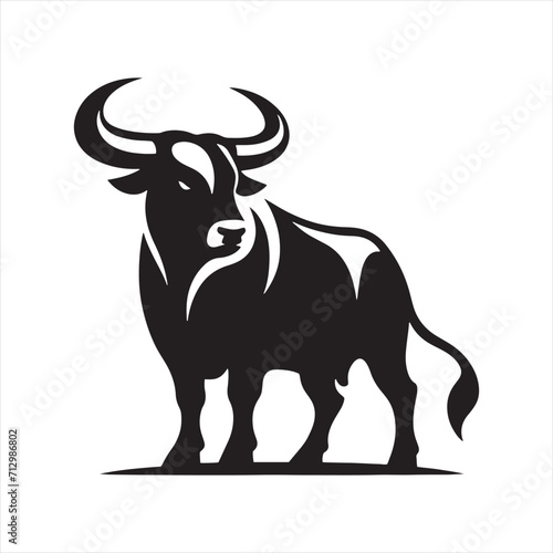 Bullish Beauty  Bull Silhouette Showcasing the Aesthetic and Formidable Attributes - Ox Silhouette - Bull Vector 