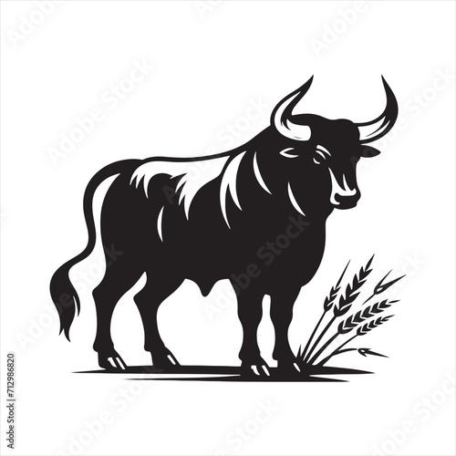 Resilient Roar: Bull Silhouette Echoing the Resilience and Tenacity of Bull Silhouette - Bull Illustration - Ox Vector 