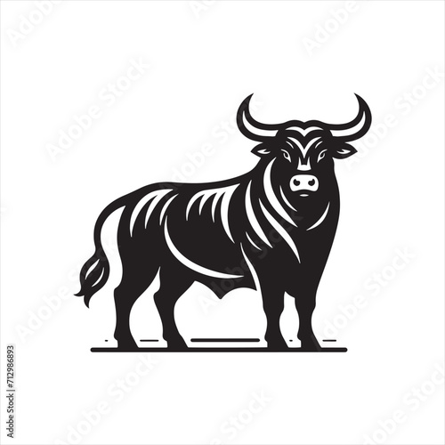 Bullish Beauty: Bull Silhouette Showcasing the Aesthetic and Formidable Attributes - Ox Silhouette - Bull Vector
