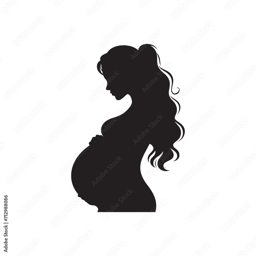 Maternity Melodies: Pregnant Lady Silhouette Series Echoing the Melodic Rhythms of Pregnancy - Pregnant Female Silhouette - Pregnant Women Vector
