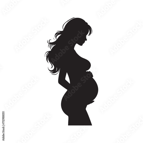 Radiant Reverie: Pregnant Lady Silhouette Set Enveloped in the Radiant Reverie of Expectant Motherhood - Pregnant Female Silhouette - Pregnant Women Vector
