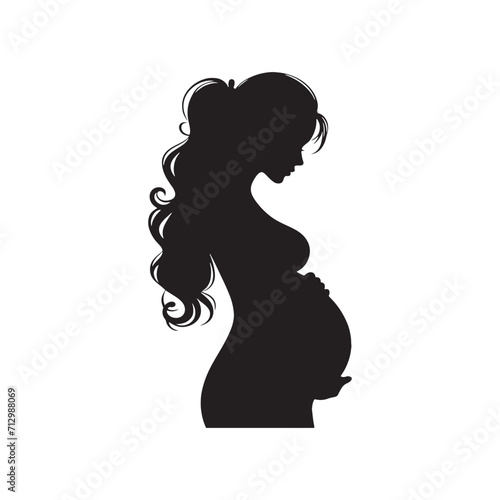 Maternal Whispers  Pregnant Lady Silhouette Series Whispering the Tender Secrets of Anticipated Motherhood - Pregnant Women Illustration - Pregnant Lady Vector 