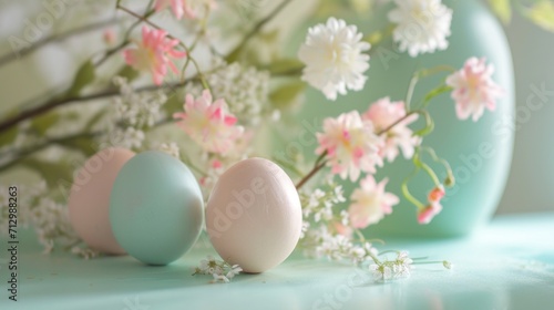 easter egg basket surround on bright pink background in slow motion