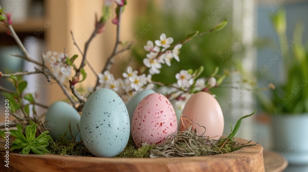 easter egg basket surround on bright pink background in slow motion easter egg basket surround on bright pink background in slow motion