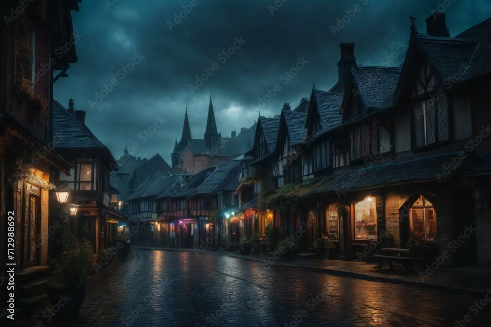 Fototapeta premium Gothic Village Generative AI