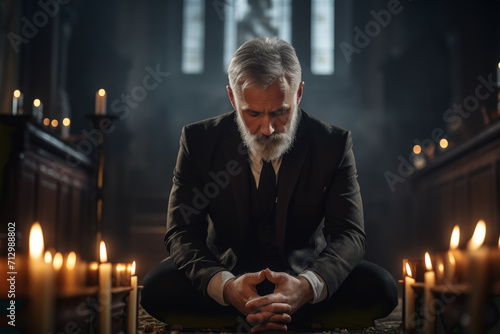 A man prays for the loss of loved ones