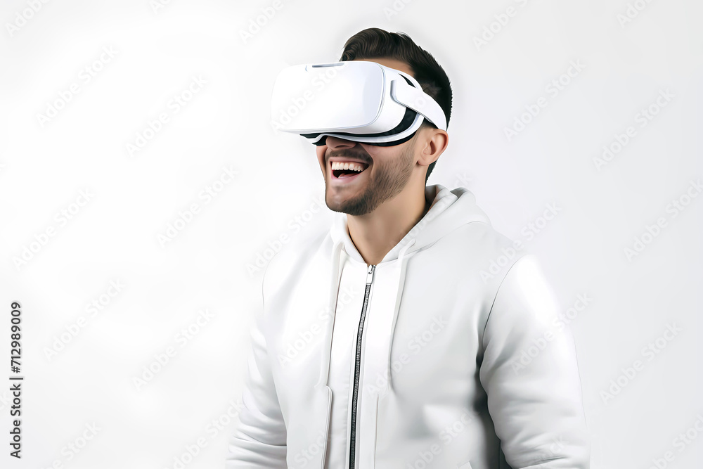 Gamer wear virtual reality vr glasses. Generative ai design. Gamer wear virtual reality vr glasses. Generative ai design.