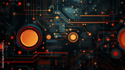 Abstract futuristic technology vector background with circuit patterns and glowing elements - digital innovation concept
