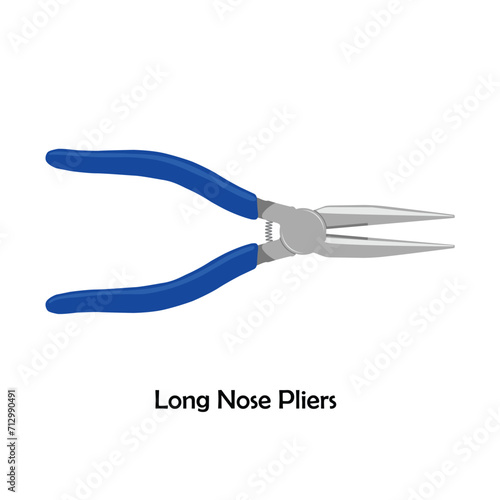 Long nose pliers color vector. Work tool icon for web, tag, label, mechanical shop, garage, repair shop, workshop. Symbol for mechanical engineering, carpentry, mechanic, engineer, carpenter