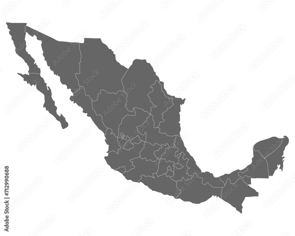 Naklejka premium Mexico-map. High detailed map of mexico on white background.