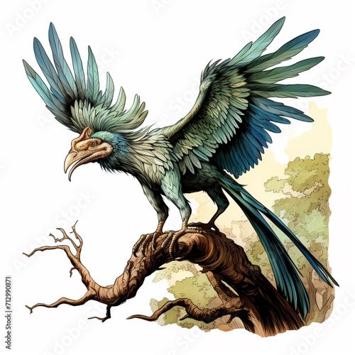 Archaeopteryx bird Cicely Mary Barker clipart AI Generated pictures photo