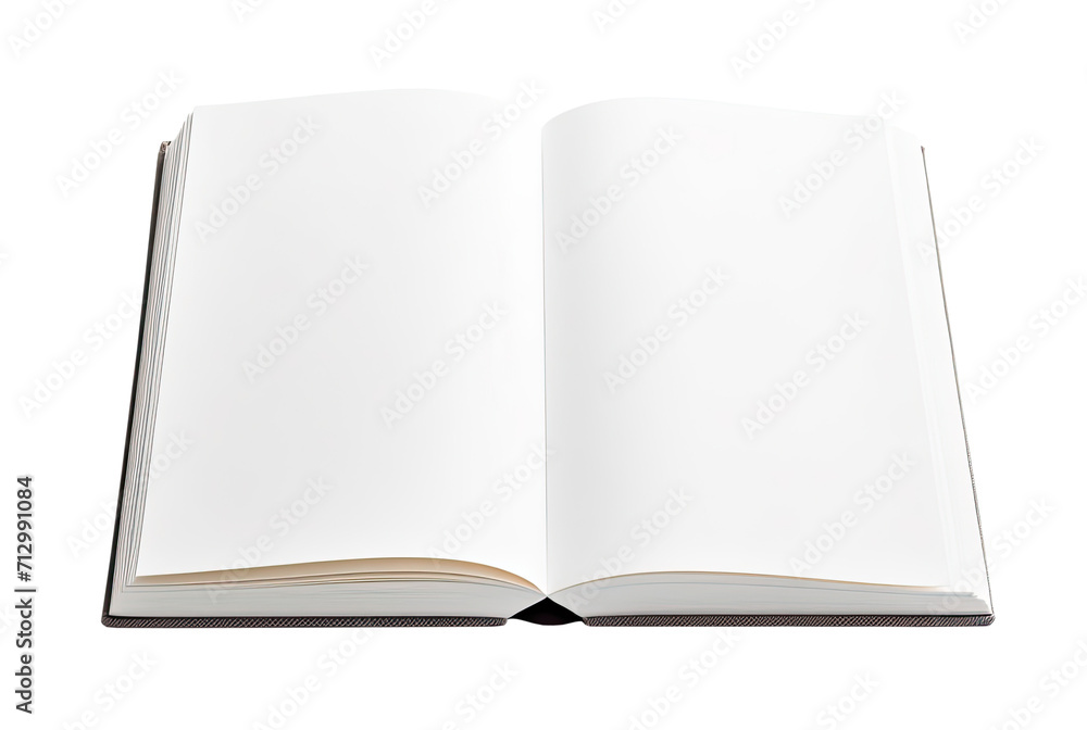 Open book with blank white pages isolated on transparent background, top view Open book with blank white pages isolated on transparent background, top view
