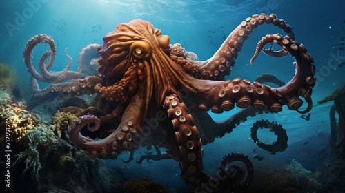 The giant octopus expels photo