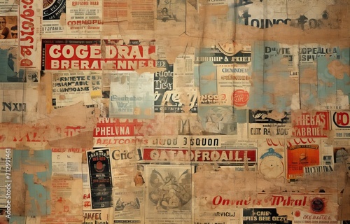 old newspapers or newspaper clippings, reflecting historical events, headlines, and milestones photo