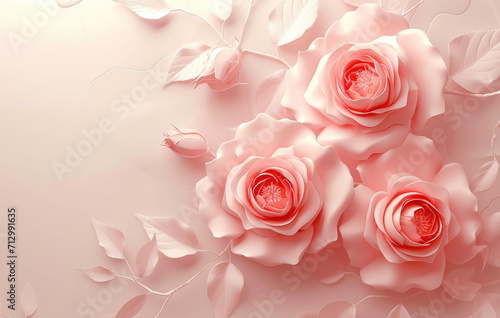 greeting card with shaped roses, happy women's day