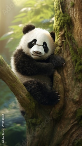 Obraz na płótnie As similar image baby panda AI Generated pictures w salonie