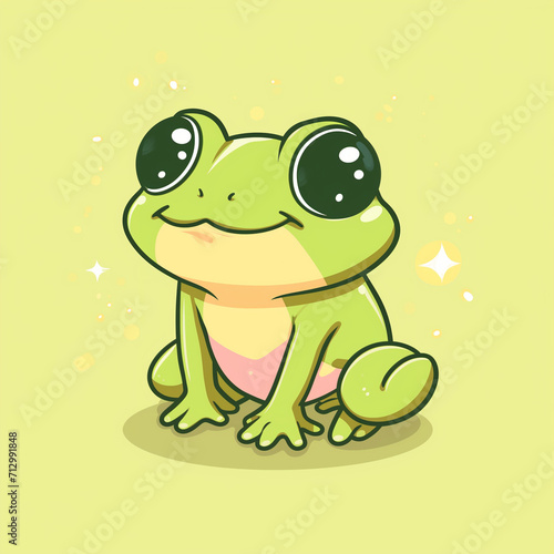 Kawaii illustration of a green frog