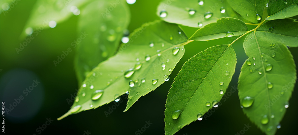 Water drop under green leaves after rain well fresh Water drop under green leaves after rain well fresh