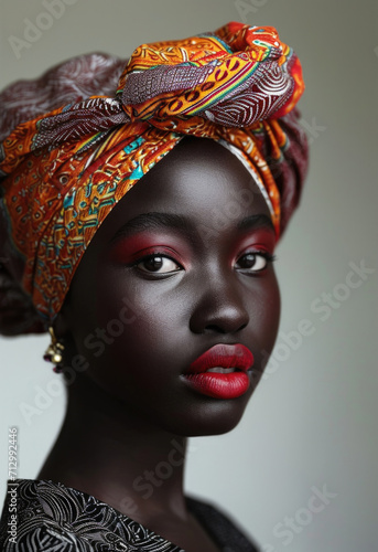 Inspiring Beauty: Stylish African-American Woman in a Traditional Turban