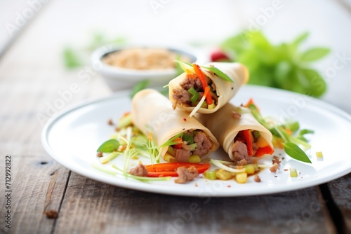 traditional spring rolls with pork and shrimp, ready to eat