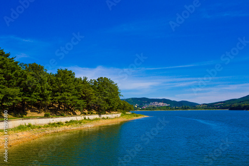 Pomunji Lake in Gyeongju province, South Korea. 