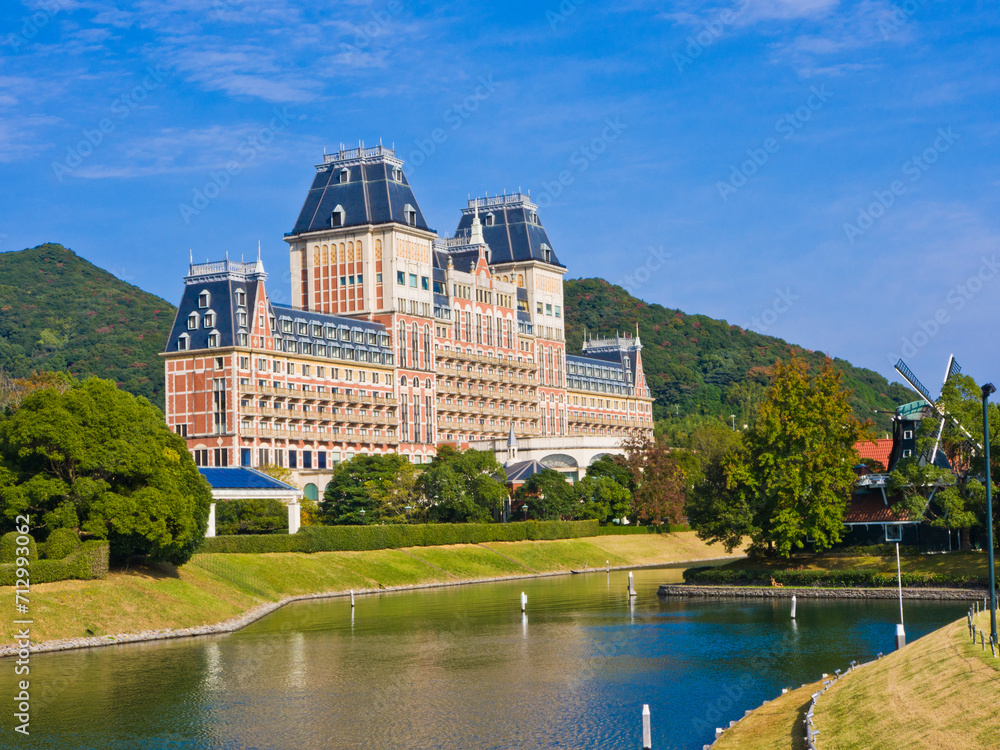 Fototapeta premium Huis Ten Bosch Theme Park in Nagasaki prefecture, Kyushu, Japan.