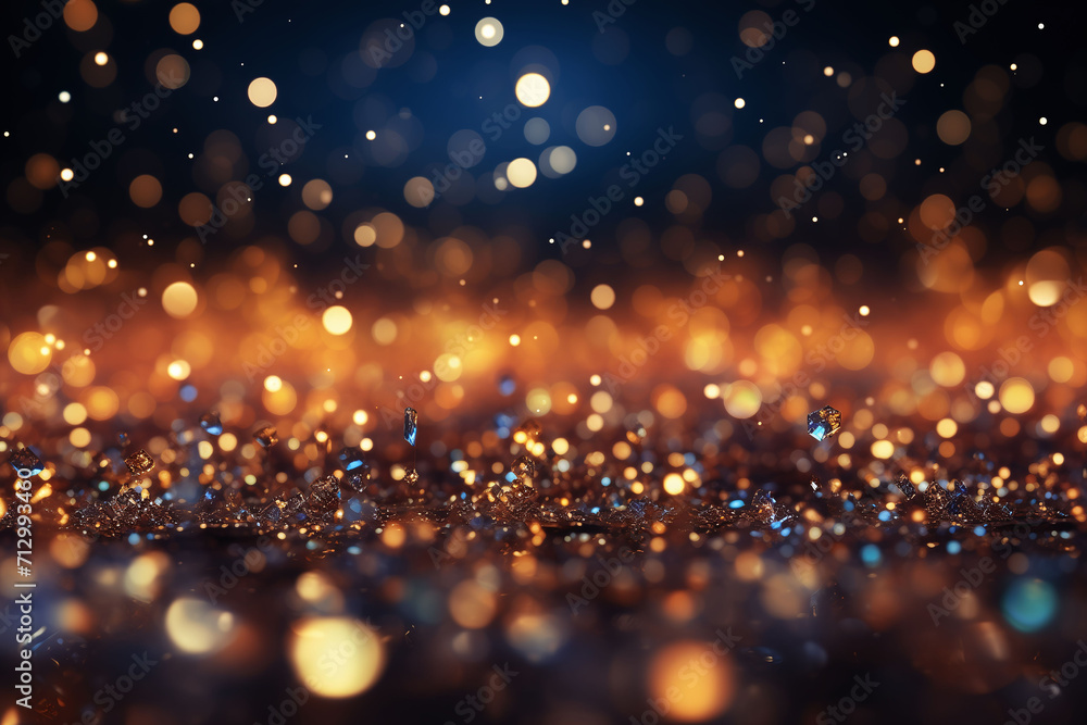 Abstract glowing shiny golden glittering sparkle dark background. Wallpaper, Banner, Christmas concept Abstract glowing shiny golden glittering sparkle dark background. Wallpaper, Banner, Christmas concept