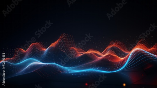 dynamic 3d illustration: futuristic points waves abstract technology background