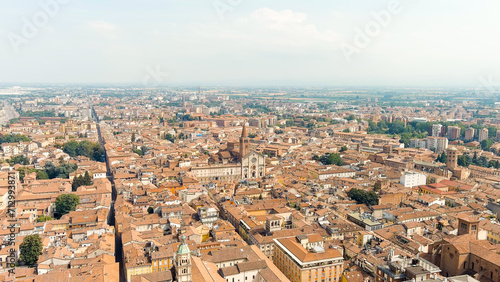 Piacenza, Italy. Cathedral of Piacenza. Episcopal Palace. Historical city center. Summer day, Aerial View