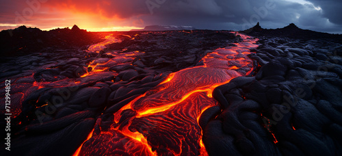 molten carnival glass lava flow over icelandic black