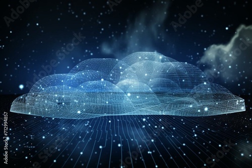 Futuristic internet technology transfers big data through cloud computing. Generative AI