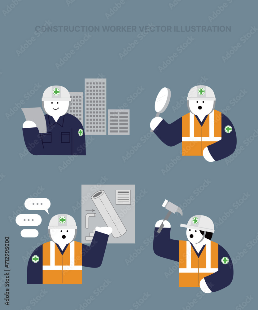 Occupation vector illustration set_Construction Worker