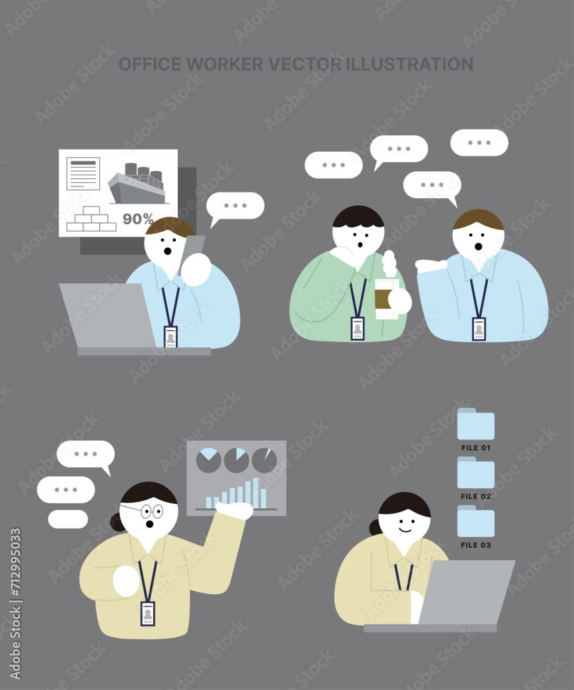 Occupation vector illustration set_Office Worker