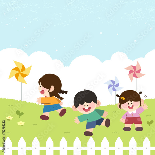 Design with the background of children s fun daily lives