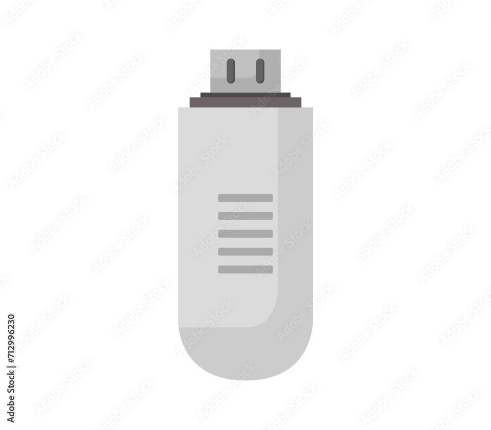 Vector of a gray USB drive on a white background Vector of a gray USB drive on a white background
