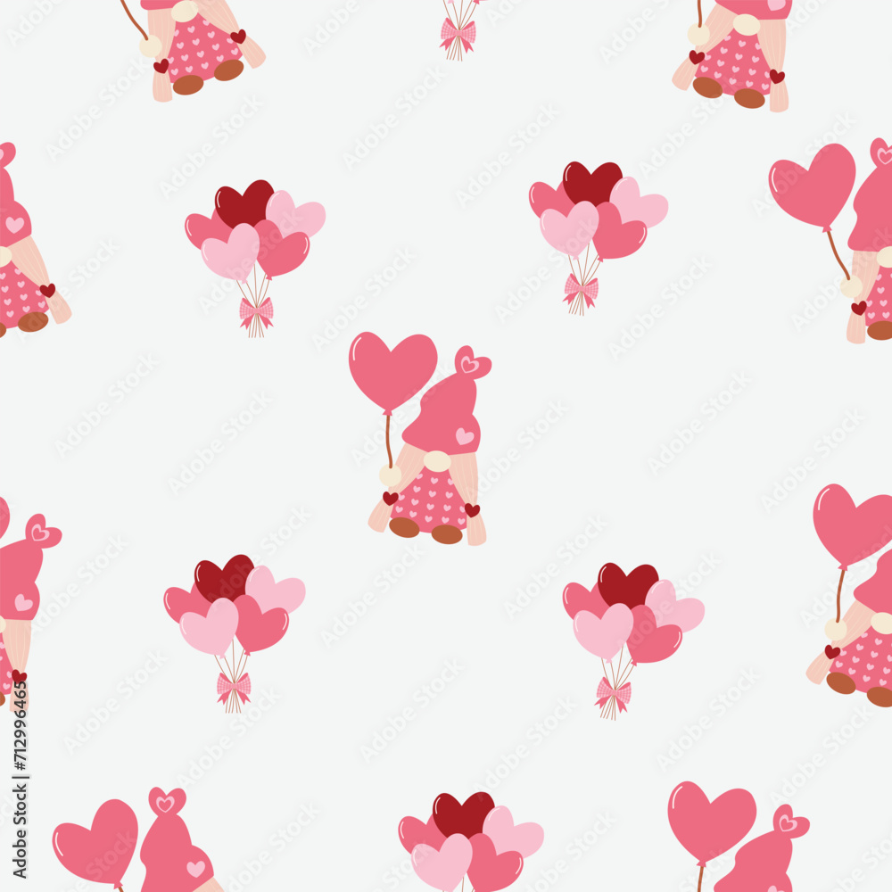 cute valentine seamless pattern with gnome hearts and balloons vector for  invitation greeting birthday party celebration wedding card poster banner textiles wallpaper paper wrap background