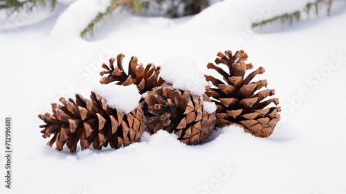 Pine cones on snow