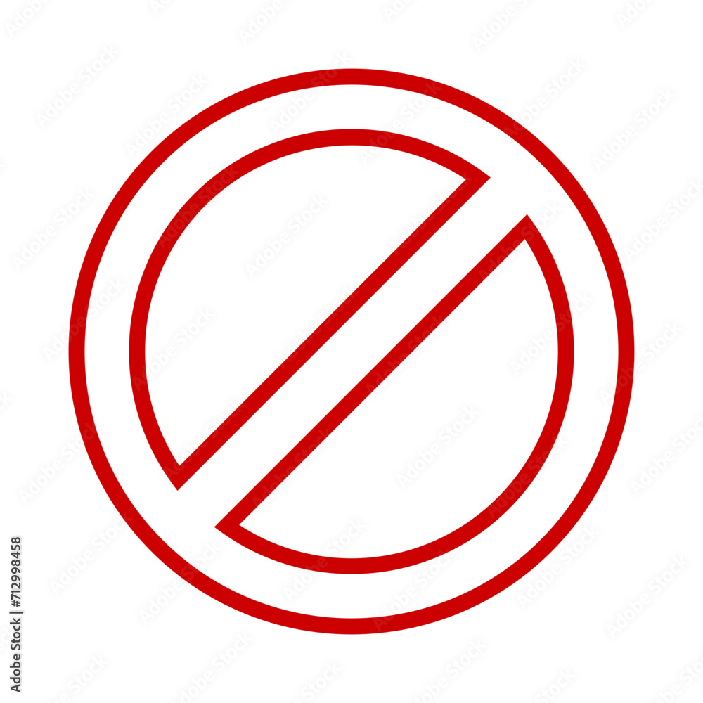Prohibition circle symbol. Red ban banned icon. Stop sign. Forbidden element vector illustration isolated on white background Prohibition circle symbol. Red ban banned icon. Stop sign. Forbidden element vector illustration isolated on white background