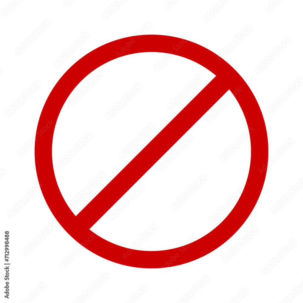 Prohibition circle symbol. Red ban banned icon. Stop sign. Forbidden element vector illustration isolated on white background Prohibition circle symbol. Red ban banned icon. Stop sign. Forbidden element vector illustration isolated on white background