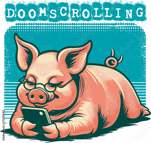illustration she doom scrolling