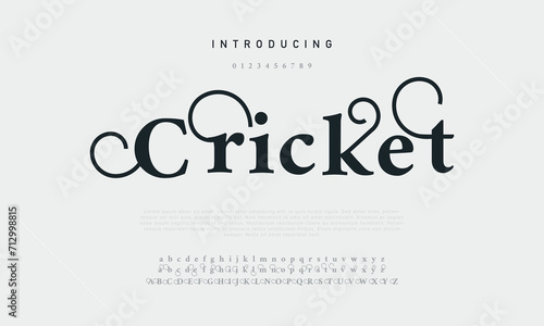 Cricket Elegant Font Uppercase Lowercase and Number. Classic Lettering Minimal Fashion Designs. Typography modern serif fonts regular decorative vintage concept. vector illustration 