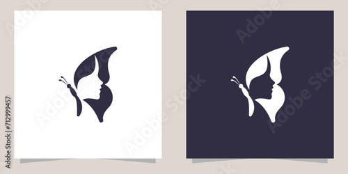 butterfly with beauty face logo design