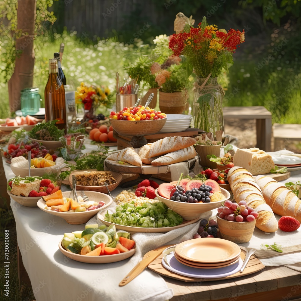 A table filled with lots of different types of food