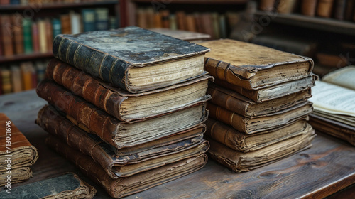 Old, Antique books, notes in the library