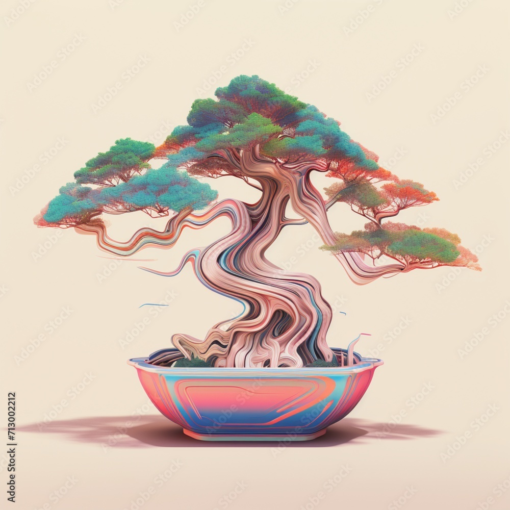 Bonsai tree but by minimalist surreal concept art Ai generated art