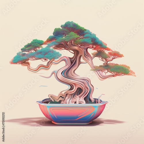 Obraz na płótnie Bonsai tree but by minimalist surreal concept art Ai generated art w salonie