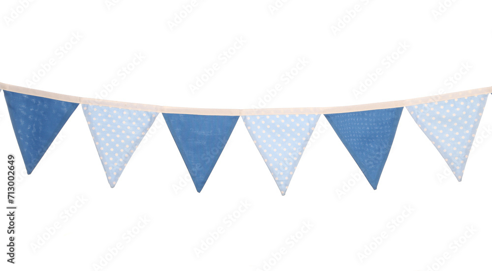 Fototapeta premium Blue boys birthday party bunting isolated on a white background
