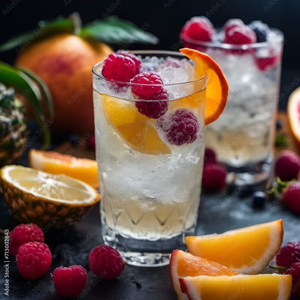 AI-generated illustration of a cold beverage with fresh fruits AI-generated illustration of a cold beverage with fresh fruits