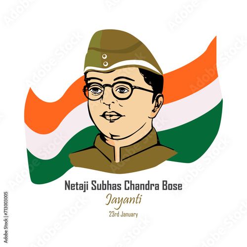 Netaji Subhash Chandra Bose Jayanti Vector, illustration. 23 January Birth anniversary of Subhash Chandra Bose. photo